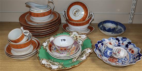 A 19th century Flight Barr and Barr part tea service, A Chinese export tea bowl and saucer and other mixed English ceramics